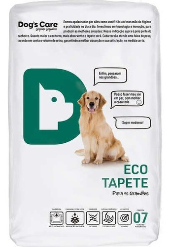 Tapete Higiênico Caes Grande Porte Dog´s Care C/7 Unidades