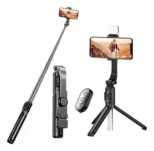 Control Remoto Bluetooth Trípode Selfie Stick Con Lámpara