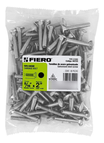 Tornillos 5/16 X 2 Tipo Coche Bolsa Con 80 Piezas Fiero