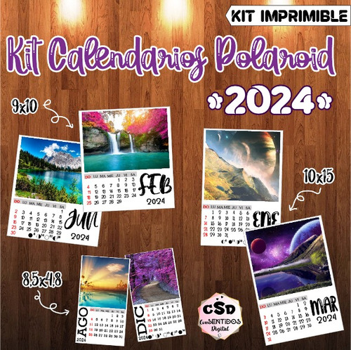Kit Calendarios 2024 (polaroid) Imprimibles