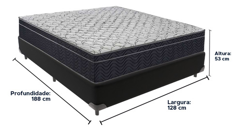 Cama Box Preto Colchão Airtech 150 Espuma D45 Viúvo Ortobom