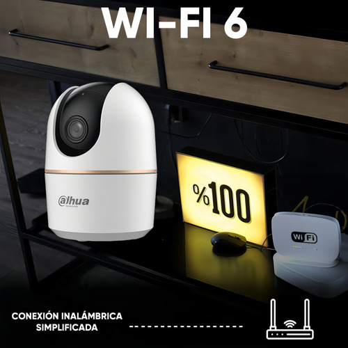 Dahua Cámara Ip Domo Motorizado Wifi Resolución 3mp Detección De Humanos Y Mascotas Por Ia Ir De 10m Wifi 6 Audio Bidireccional Alarma Ranura De Microsd Seguimiento De Objetos Vista 360 Color Blanco