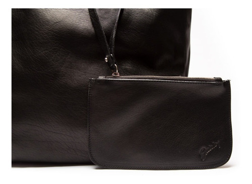 Cartera Cuero Sobre Desmontable Guido Shopping Bag Formal Color Negro
