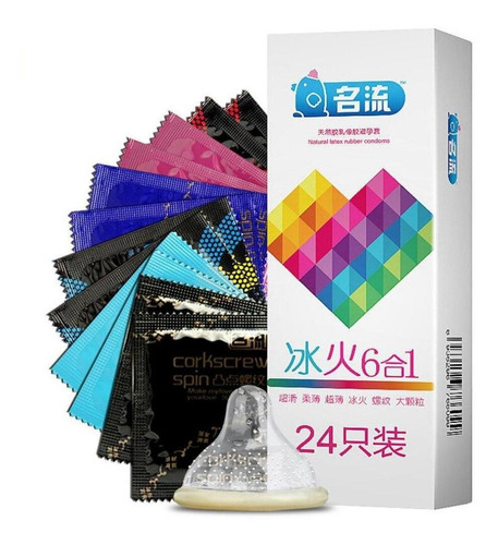 Kit 24 Preservativos Mingliu 6 Em 1 Mix De Camisinhas