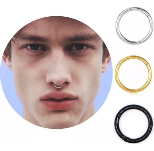 Piercing Septum Acero Quirúrgico Argolla Oreja Nariz 10mm 1 Plateado
