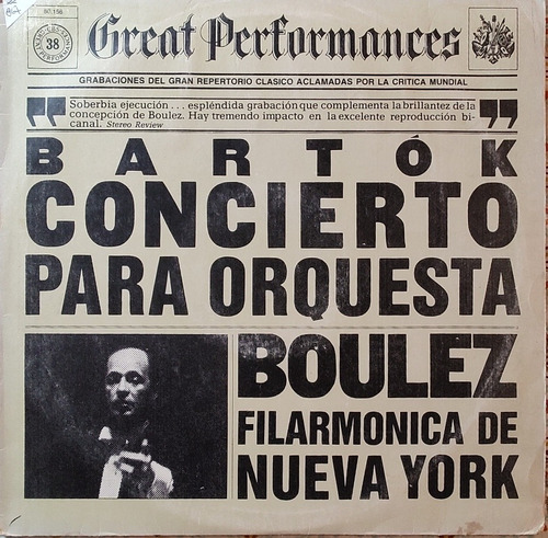Vinilo Lp Bartok -- Boulez  Filarmonica De N York (xx867