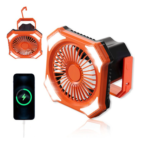 Ventilador De Camping Portátil,usb Luz Led,viento Fuerte