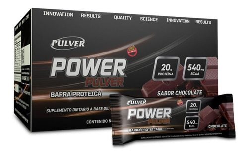 Power Bar Caja 12 Unid Pulver Barra Proteíca Sin Tacc Sabor Chocolate