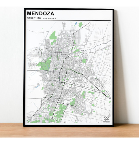 Mapa Ciudad De Mendoza 80cmx61cm