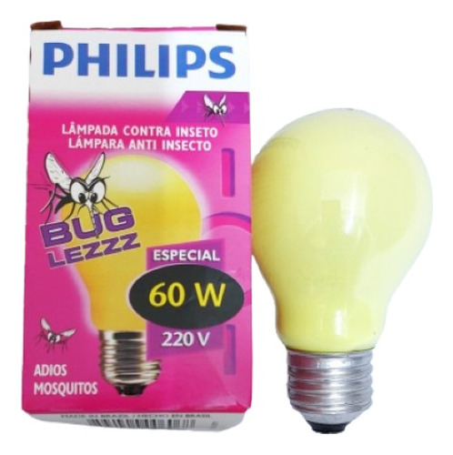 Lampara Anti Insecto Halogena 60w Amarilla Philips Pack X 10