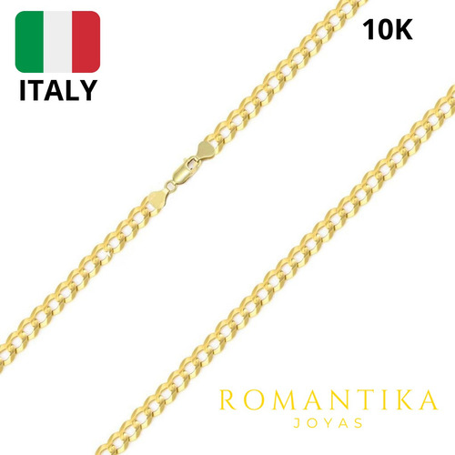 Cadena Barbada Cubana Cuban Oro 10k Kilates 50cm 3mm Italy Color Dorado