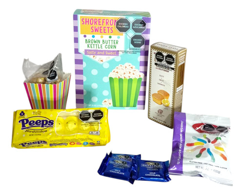 Cesta Regalo Sorpresa Con Peluche, Chocolates Y Snacks Amarillo