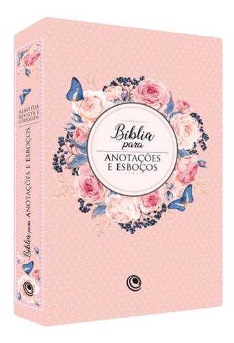 Bíblia Para Anotações E Esboços | Arc Capa Luxo Floral Azul