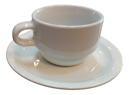 Set X 4 Taza De Café C/plato 100ml Porcelana/ceramica Blanca
