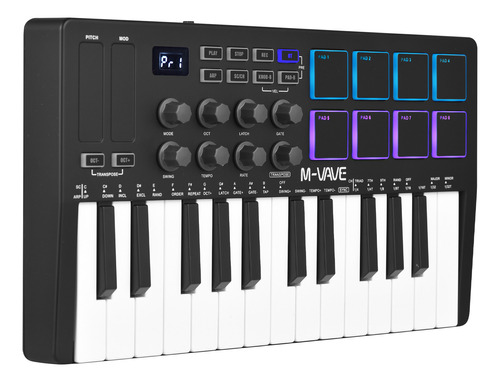 Teclado Midi M-vave Portátil Usb De 25 Teclas