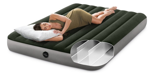 Colchón Inflable Con Inflador A Pilas Intex 2 Plz Prestige