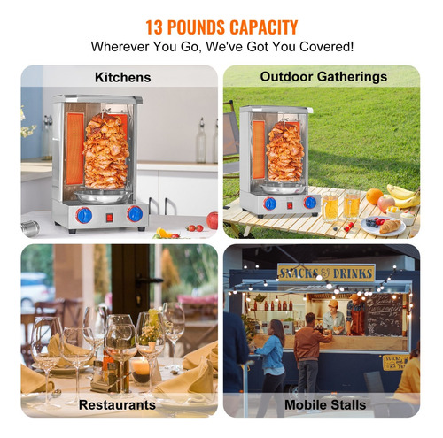 Horno Asador Vertical De Gas Para Pollo Con 2 Quemadores