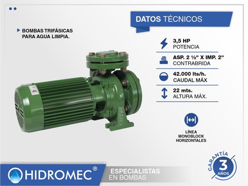 Imagen 3 de 10 de Bomba Centrif. Czerweny 3,5hp 380v Eb-65-50-125-1 Eleva 23mt
