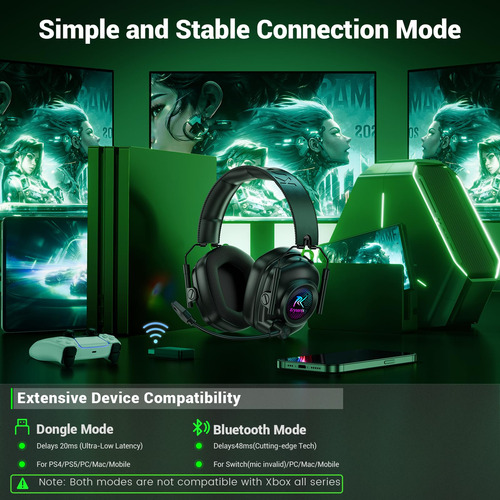 Wireless Gaming Headset Krysenix For Pc Ps5 Ps4 Switch Mac