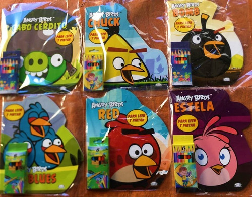 Lote Angry Birds Para Leer Y Pintar + Lapices