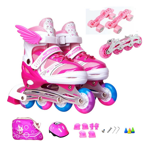 Patines, Patines Ajustables Para Niños 2 En 1 Con Protector