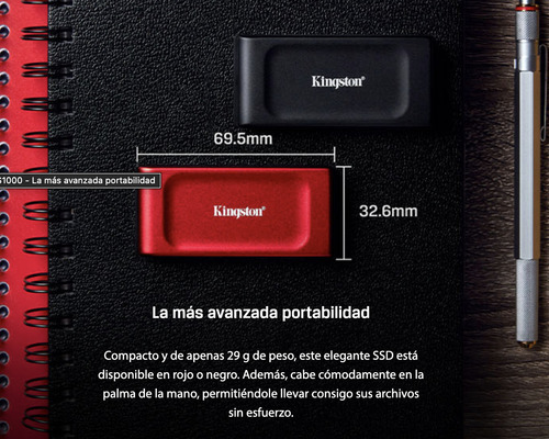 Disco Solido Externo Kingston Xs1000r De 1tb 1050mb/s Rojo