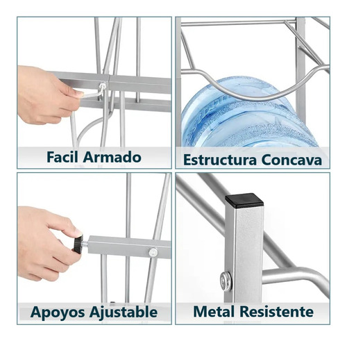 Rack Estante Organizador Para 3 Botellones Bidones De Agua 20 Litros Wakeshome
