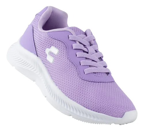 Tenis Lila Mujer Charly Running 1059229 Blanco Suela Gruesa