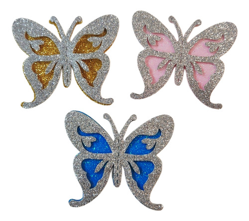 Mariposas Apli Glitter De Goma Eva - Pack De 10 Para Fiestas