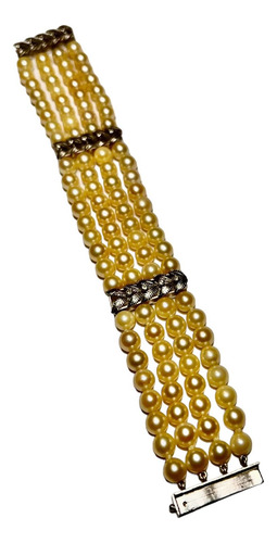 Pulseira Perolas Com Travas E Fecho De Ouro Branco 18k J R