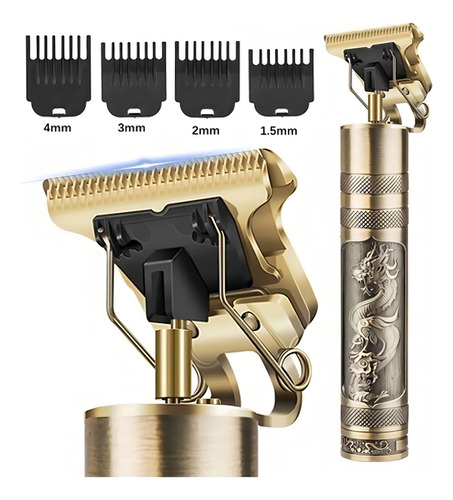 Máquina De Cortar Cabelo Barbeiro Profissional Dragão Elétri Cor Dourado-escuro