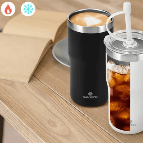 Copo Térmico Com Canudo 500 Ml Branco Santeco