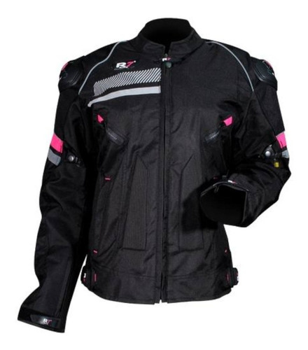 Chamarra Para Moto R7 Para Mujer R7-243 Negro/ Rosa