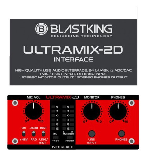 Interfaz De Audio 2 Canales Blastking Ultramix-2d 