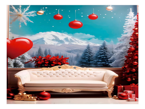 Sofá de tela con fondo fotográfico navideño de 2,20 m x 1,50 m F268