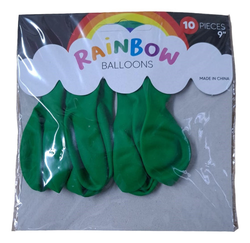 Globos Latex 9'' Standard Colores X 10 - Cienfuegos - Color Verde Estandar