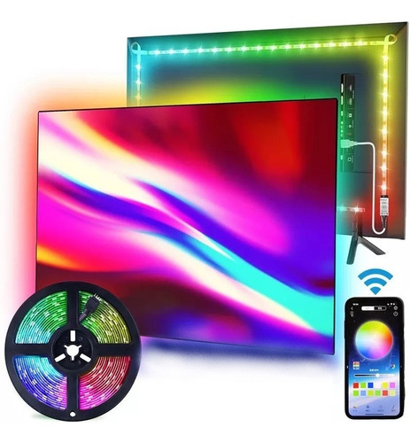 Cinta Luces Led Tira Rgb 5m Con Bluetooth Alta Calidad Ev.uy