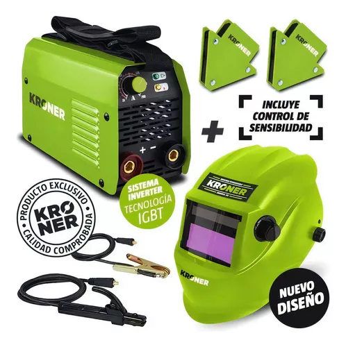 Soldadora Inverter 100 A + Máscara + 2 Esc. Mag 3´ Kroner Color Verde