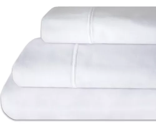 Juego de sábanas blancas de percal 100% para cama de 180 cm 4pz