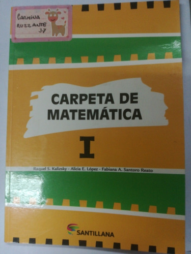 Libro Carpeta De Matemática 1 Santillana