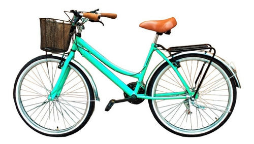 Bicicleta Estilo Vintage Para Dama. Personalizada Con Tu Nombre. Color Turquesa, Accesorios Incluidos Y 18 Velocidades
