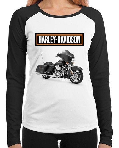 Baby Look Raglan Moto Harley Davidson Street Glide   Longa