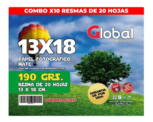 Papel Foto Mate 13 X 18 190 Gramos X 200 Hojas 13x18