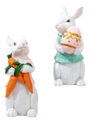 2 Estatuas De Conejo De Pascua, Figurita De,