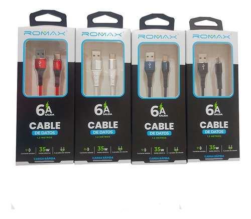 Cable De Datos Usb A Tipo C - Carga Rápida 6a - Rojo