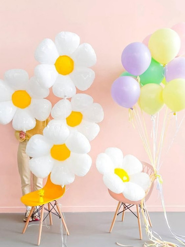 Set De Globos Con Forma De Margarita X 3 Decoración Fiesta