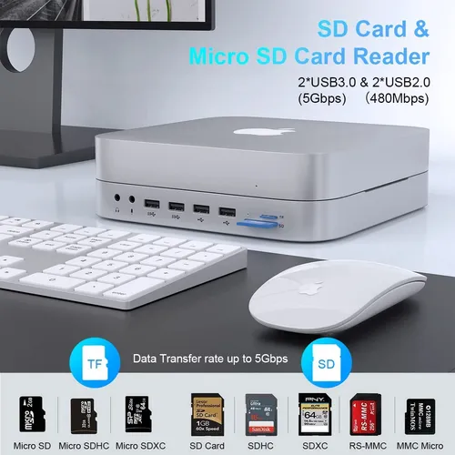 Satechi Mac Mini Hub Y Soporte Con Carcasa Ssd Para Nvme/sat