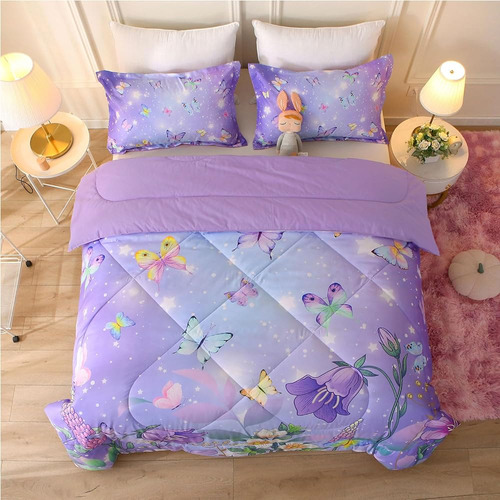 Wishiv Butterfly Kids Bedding Set Para Niñas Tamaño Twin, He