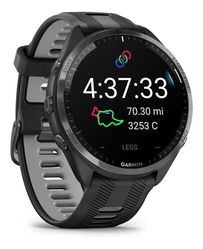 Smartwatch Garmin Forerunner 965 010-02809-00 Sport 1.4" caixa 47mm de polímero preta, pulseira preta e o arco cinza-escuro de titânio com revestimento dlc