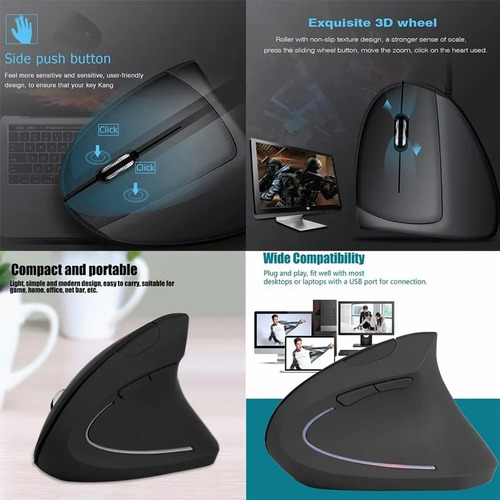 Imagen 7 de 9 de Mouse Óptico Vertical Ergonómico Inalámbrico 2.4g Usb